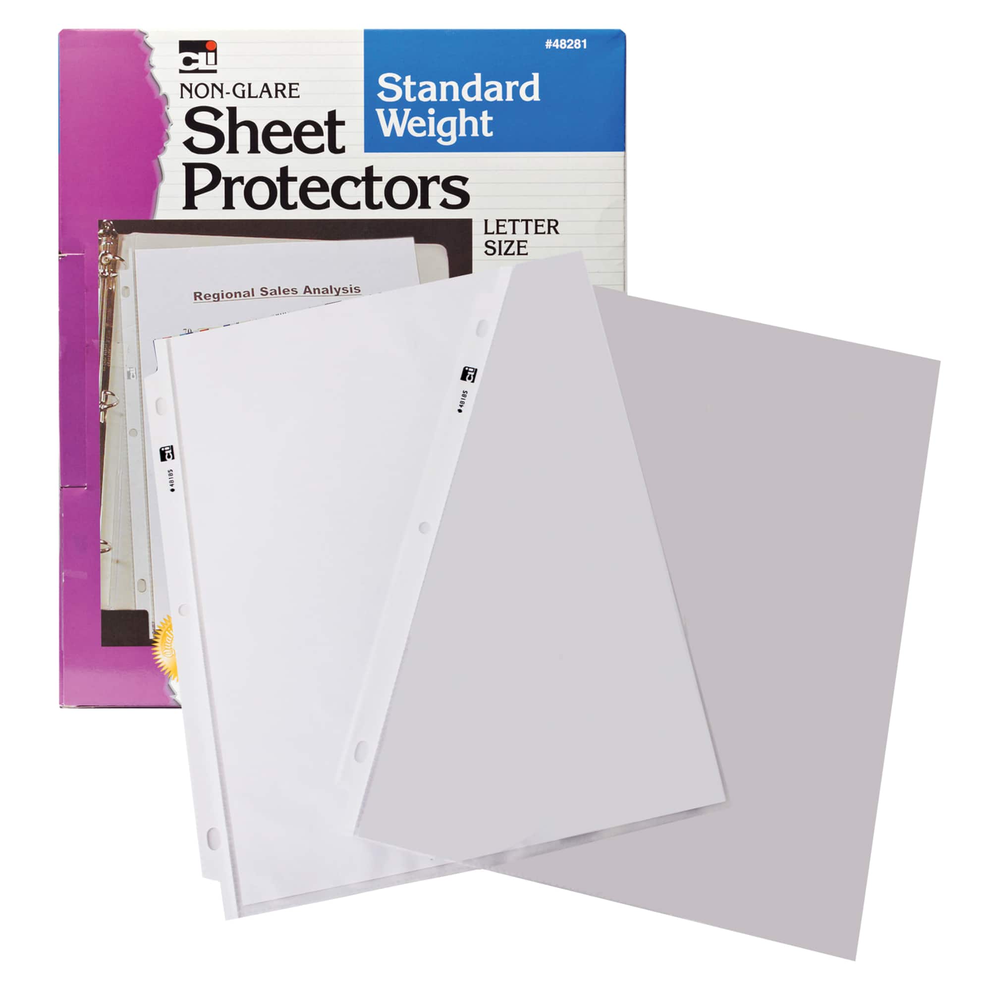 Non-Glare Letter Size Standard Weight Sheet Protectors, Box of 100